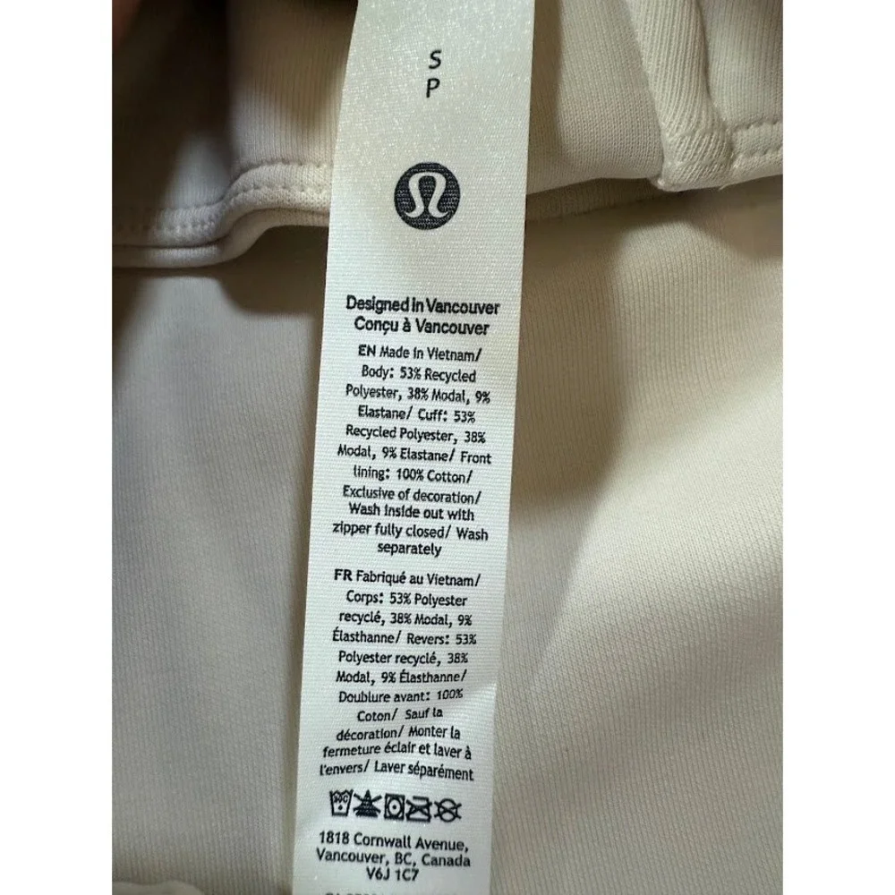 Lululemon‎ Softstreme Half Zip Pullover Brushed Cream Athletic Sweatshirt Size S